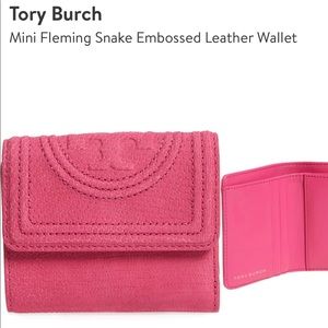 Tory Burch Fleming Snake Embossed Leather Wallet